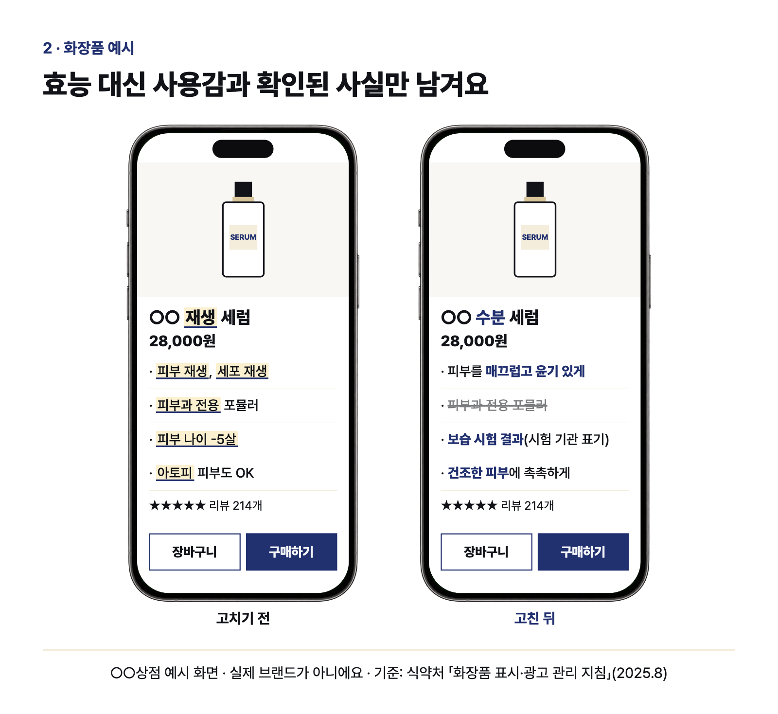 화장품 상세페이지 고치기 전후 예시